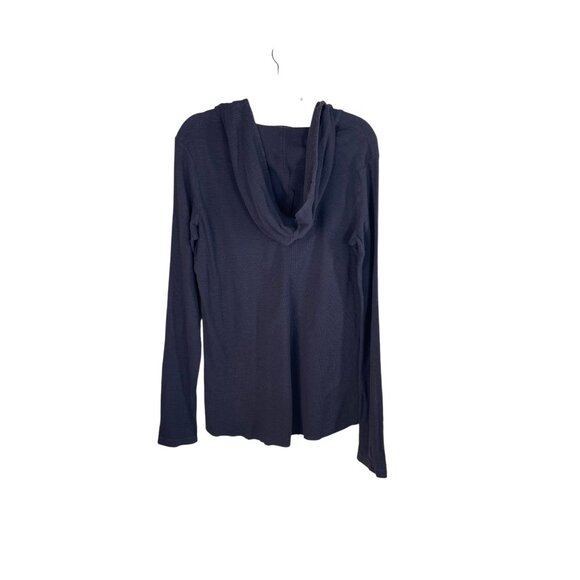 Standard James Perse Womens Charcoal Gray Waffle Knit Hoodie Top Size 3 - Picture 6 of 10